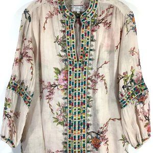 Johnny Was Workshop S Embroidered Paris Effortless Floral Top W11718-1 Size L